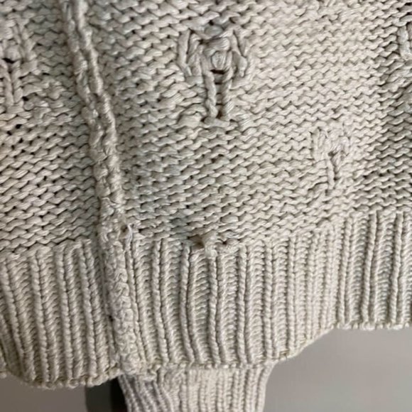 Lady Footlocker Casuals Cream Hand Knit 100% Silk Button Up Cardigan Sz L - Picture 15 of 16